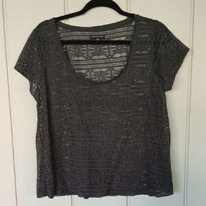American Eagle Gray Lace Design Layering Top Size Large